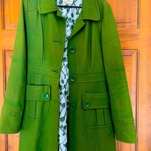 Green wool car length coat